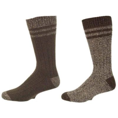Sierra Socks Men's Wool Blended Crew Marled Outdoor Hiking Socks 2 Pair Pack