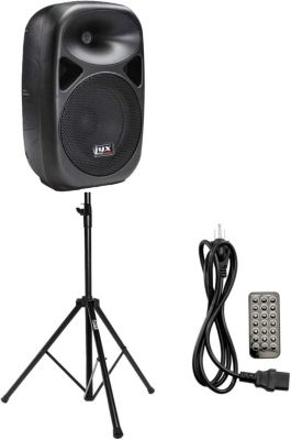 Lyxpro Spa-10 10"" Portable Pa Speaker System With Metal Tripod Stand Combo Kit Power Active Amplifier Equalizer Bluetooth Sd Slot Usb Mp3 Xlr 1/4