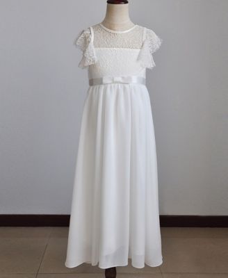 Laurenza's Girls Chiffon And Lace Communion Gown