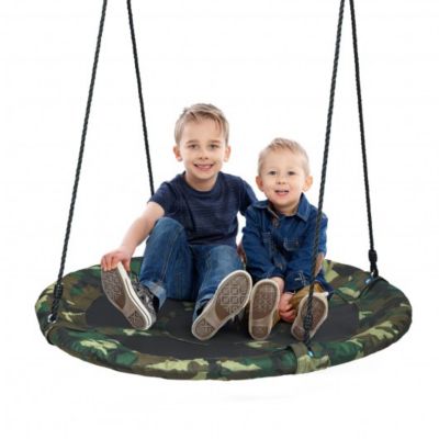 Costway 40-Inch Flying Saucer Tree Swing Outdoor Play Set With Adjustable Ropes Gift For Kids