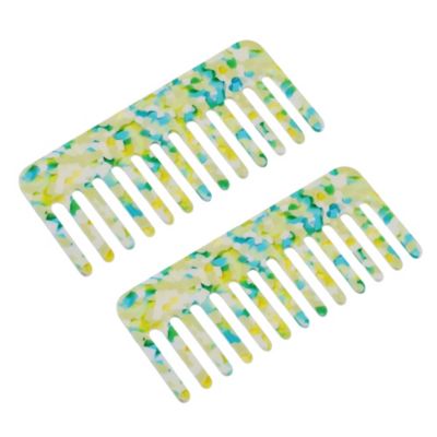 Unique Bargains Hair Detangling Comb Wide Tooth Anti-Static For Thick Curly Hair 2.5Mm Thick Light Green 2 Pcs
