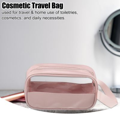 Unique Bargains Double Layer Makeup Bag Cosmetic Travel Bag Case Make Up  Organizer Bag Clear Bags for Women 1 Pc Silver Tone