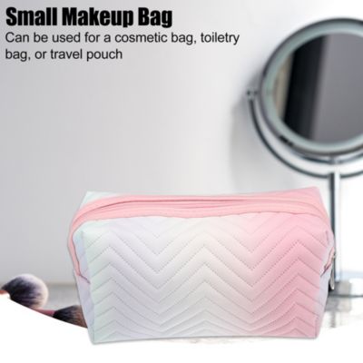 Simple Pink Makeup Bag With Checkered Print Cosmetic Organizer And  Multi-purpose Pouch For Women's Portable Toiletries, Small Size