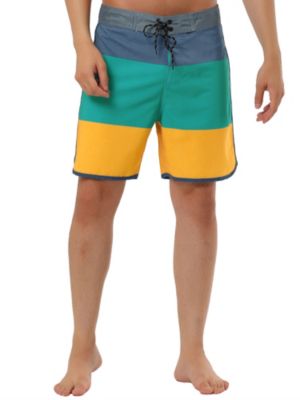 Tatt 21 Men's Summer Casual Color Block Drawstring Surfing Beach Board Shorts