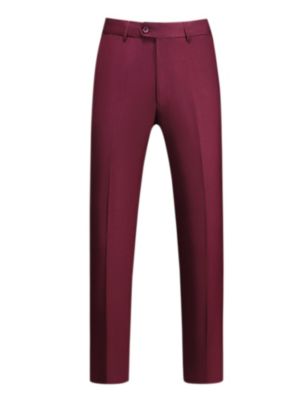 Lars Amadeus Men's Dress Business Classic Fit Flat Front Suit Trousers  Purple 36