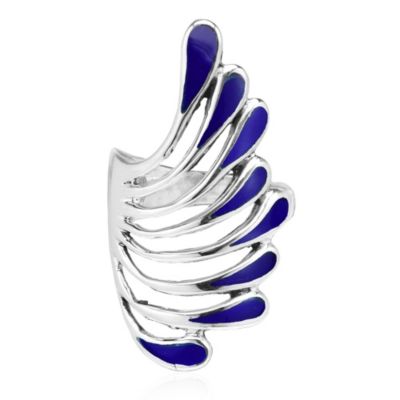 Aeravida Women's Exquisite Peacock Feathers Stone Inlay Sterling Silver Ring For Jewelry Gift