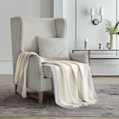 Chic Home Ny&c Home Lasko Faux Cashmere Throw Blanket Plush Super Soft Two Tone Striped Design With Tassel Fri