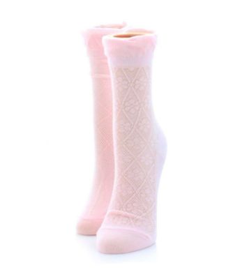 Memoi Flower Dazzle Women's Cotton Blend Ankle Socks 2-Pack