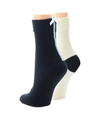 Memoi Women's Basic Blend Cotton Ankle Socks 2 Pack