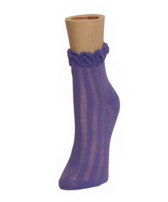 Memoi Women's Thick-N-Sheer Ruffle Cuff Cotton Blend Ankle Socks