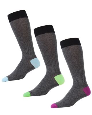 Memoi Men's Textured Tip Cotton Blend Crew Sock 3 Pack