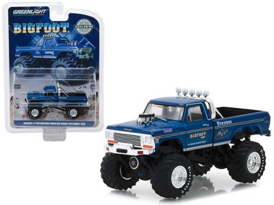 1974 Ford F-250 Monster Truck Bigfoot #1 Blue ""the Original Monster Truck"" (1979) Hobby Exclusive 1/64 Diecast Model Car By Greenlight