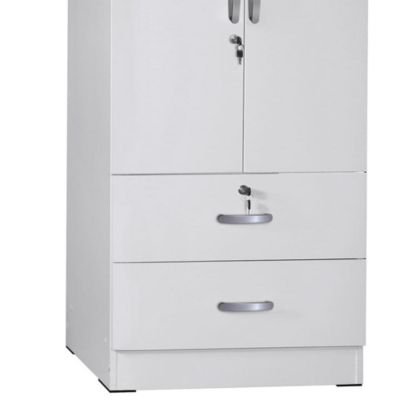 Better Home Products Grace Wood 2-Door Wardrobe Armoire With 2-Drawers In White