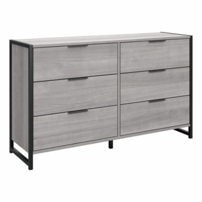 Kathy Ireland Home By Bush Furniture Atria 6 Drawer Dresser In Platinum Gray