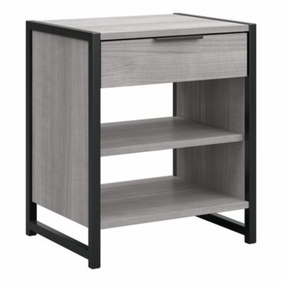 Kathy Ireland Home Home Kathy IrelandÂ® Home By Bush Furniture Atria Small Nightstand With Drawer And Shelves In Platinum Gray