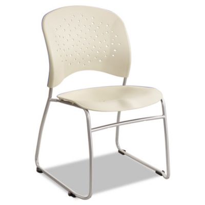 Safco Products RÃªve Series Guest Chair With Sled Base, Latte Plastic, Silver Steel, 2/ct