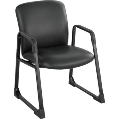 Safco Products Safco Uber Big And Tall Guest Chair - Black Vinyl, Foam Seat - Steel Frame - Sled Base - 1 Each