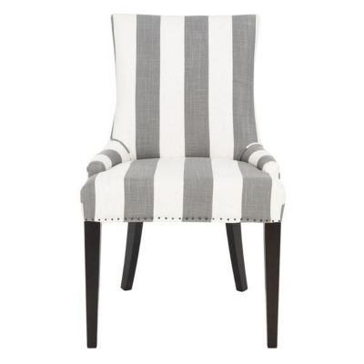 Safavieh Becca 19''h Stripe Linen Dining Chair - Flat Nail Heads