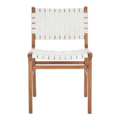 Safavieh Taika Woven Leather Dining Chair, White/natural