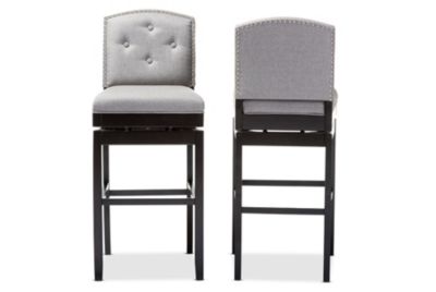 Baxton Studio Ginaro Modern And Contemporary Grey Fabric Button-Tufted Upholstered Swivel Bar Stool