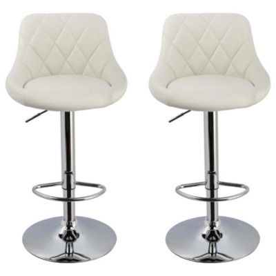 Best Master Furniture Claire- Faux Leather Adjustable Swivel Bar Stools, Set Of 2