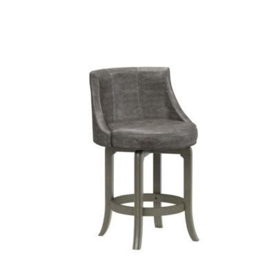 Hillsdale Furniture Napa Valley Wood Counter Height Swivel Stool, Aged Gray With Charcoal Faux Leather