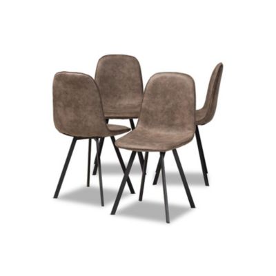 Baxton Studio Filicia Modern And Contemporaryandimitation Leather Upholstered 4-Piece Metal Dining Chair Set Set