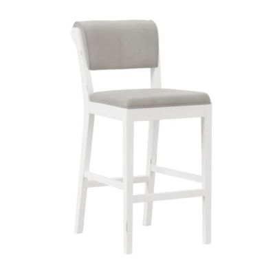 Hillsdale Furniture Clarion Wood And Upholstered Panel Back Bar Height Stool, Sea White