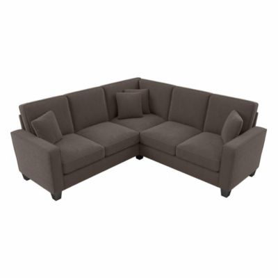 Bush Business Furniture Stockton 87W L Shaped Sectional Couch In Chocolate Brown Microsuede Fabric
