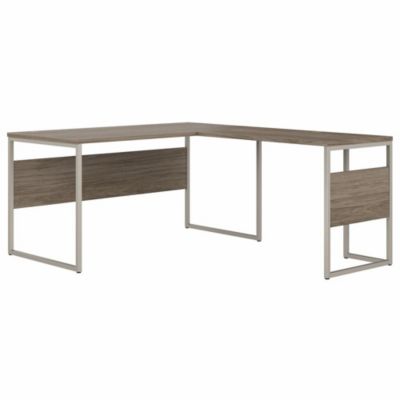 Bush Business Furniture Bush Furniture Hybrid 60W X 30D L Shaped Table Desk With Metal Legs, Modern Hickory/modern Hickory