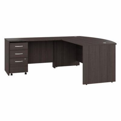Bush Business Furniture Studio C 72W, L-Shaped Bow Front Desk With 3 Drawer Mobile File Cabinet