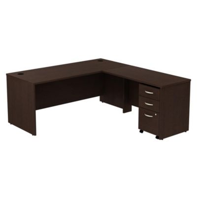 Bush Business Furniture Series C 72W L Shaped Desk With 48W Return And Mobile File Cabinet, Mocha Cherry