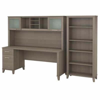 Bush Business Furniture Somerset 72W Office Desk With Hutch And 5 Shelf Bookcase