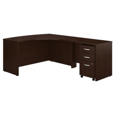 Bush Business Furniture Series C Right Handed L Shaped Desk With Mobile File Cabinet, Mocha Cherry
