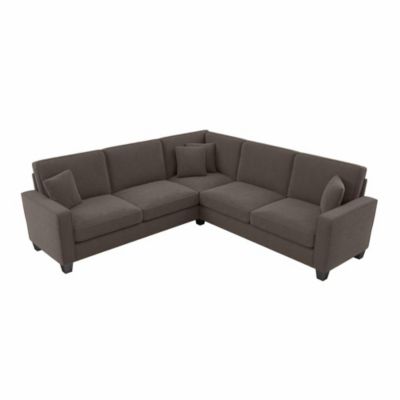 Bush Business Furniture Stockton 99W L Shaped Sectional Couch In Chocolate Brown Microsuede Fabric