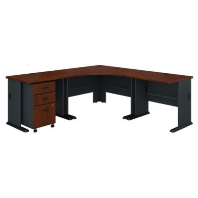 Bush Business Furniture Series A 84W X 84D Corner Desk With Mobile File Cabinet, Hansen Cherry/galaxy