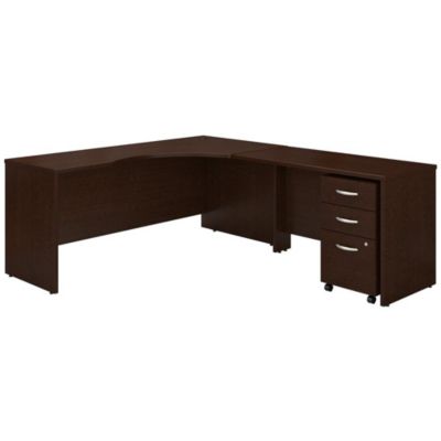 Bush Business Furniture Series C 72W Right Handed Corner Desk With 48W Return And Mobile File Cabinet, Mocha Cherry
