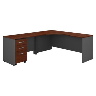 Bush Business Furniture Series C 72W Left Handed Corner Desk With 48W Return And Mobile File Cabinet, Hansen Cherry/graphite Gray
