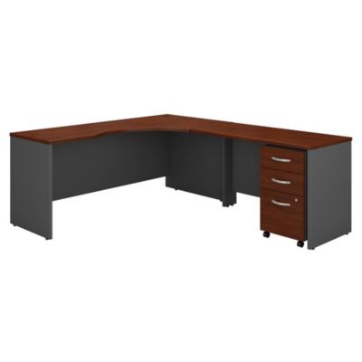 Bush Business Furniture Series C 72W Right Handed Corner Desk With 48W Return And Mobile File Cabinet, Hansen Cherry/graphite Gray