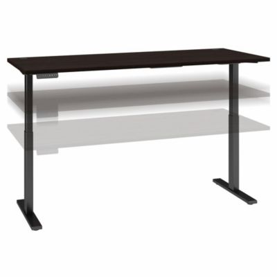 Bush Business Furniture Move 60 Series By 72W X 30D Height Adjustable Standing Desk, Black Walnut/black Powder Coat
