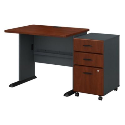 Bush Business Furniture Series A 36W Desk With Mobile File Cabinet, Hansen Cherry/galaxy