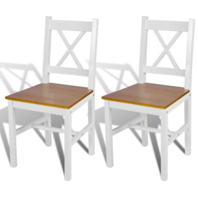 Vidaxl Dining Chairs 2 Pcs White Pinewood, 241512