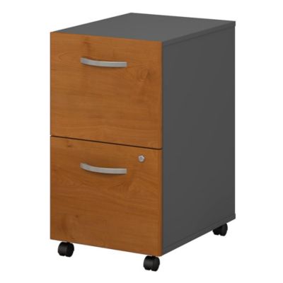 Bush Business Furniture Series C 2 Drawer Mobile File Cabinet - Assembled, Natural Cherry/graphite Gray