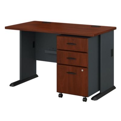 Bush Business Furniture Series A 48W Desk With Mobile File Cabinet, Hansen Cherry/galaxy