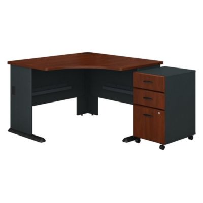Bush Business Furniture Series A 48W Corner Desk With Mobile File Cabinet, Hansen Cherry/galaxy