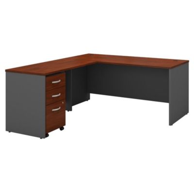 Bush Business Furniture Series C 66W L Shaped Desk With 48W Return And Mobile File Cabinet, Hansen Cherry/graphite Gray