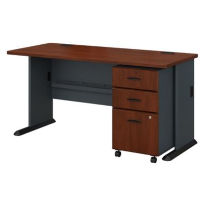 Bush Business Furniture Series A 60W Desk With Mobile File Cabinet, Hansen Cherry