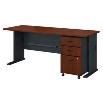 Bush Business Furniture Series A 72W Desk With Mobile File Cabinet, Hansen Cherry/galaxy