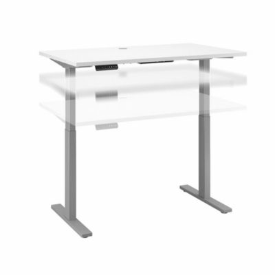 Bush Business Furniture Move 60 Series By 48W X 24D Electric Height Adjustable Standing Desk, White/cool Gray Metallic