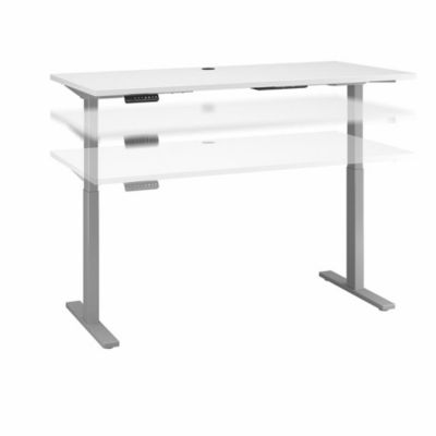 Bush Business Furniture Move 60 Series By 60W X 30D Height Adjustable Standing Desk, White/cool Gray Metallic